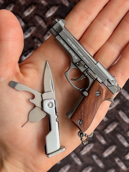 MiniCaliber™ Beretta Wooden Grip Multi-Tool Keychain